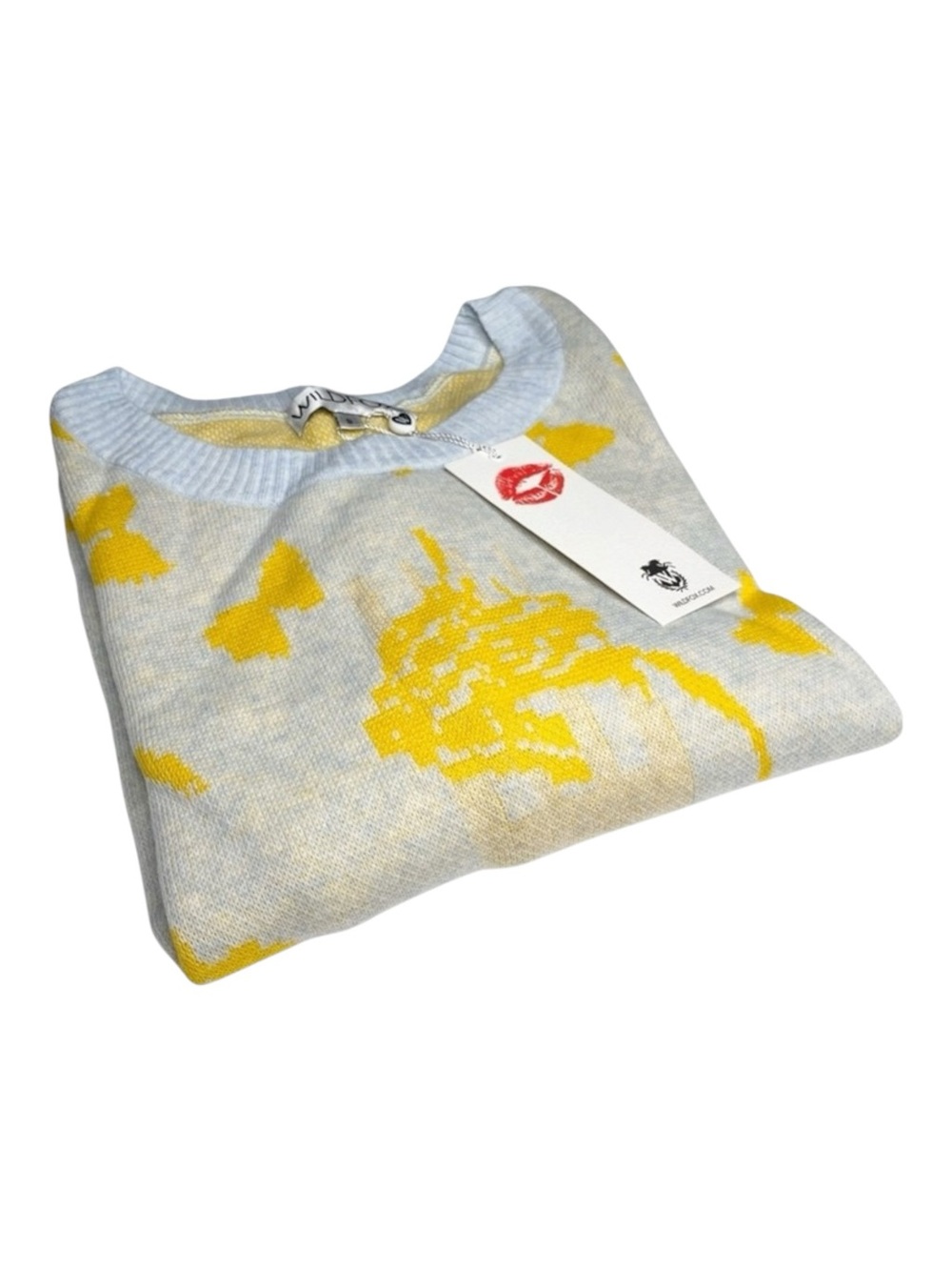 new Wildfox  Pasta Delices Vineyard Intarsia Knit Sweater  Yellow Print  S - Picture 9 of 16